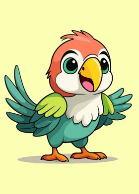 Cute Cartoon Parrot  