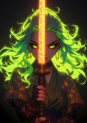 Neon Samurai Girl