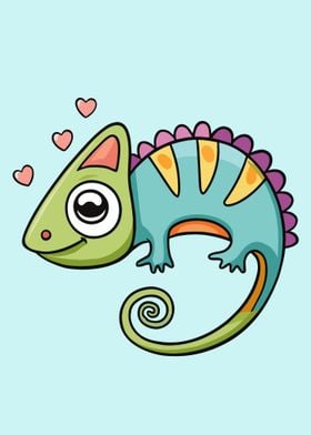 Adorable Cartoon Chameleon