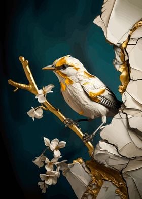 kintsugi bird gold