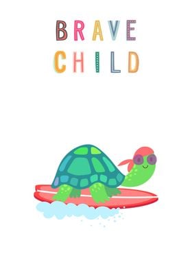 Brave Child Turtle Surfing