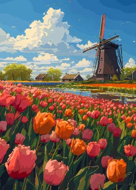 Netherland Tulip Pixel Art