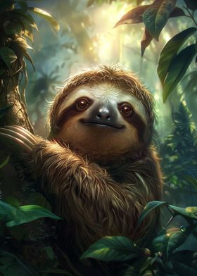 Adorable sloth in jungle