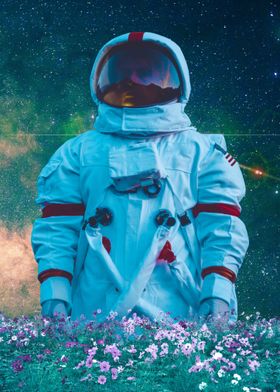 Astronaut flower garden