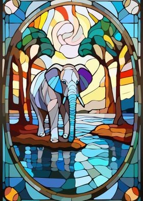 Elephant in Stained Glass