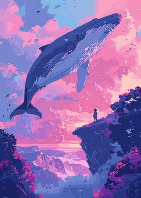 Whale Lofi Pink Retro