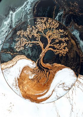 Kintsugi Gold Tree Circle