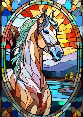 Horse in Stained Glass