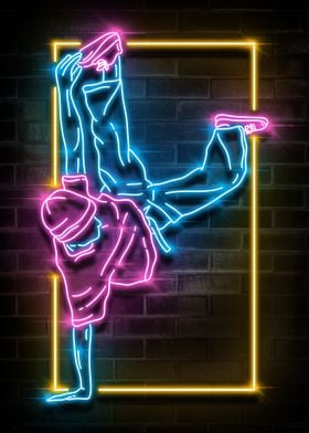 BREAK DANCE NEON SIGN ART