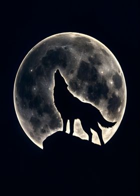 wolf howling under moon