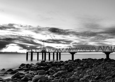 Black and white ocean sea