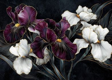 Dark And White Irises