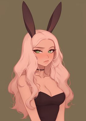 Sexy Pink Hair Bunny Girl