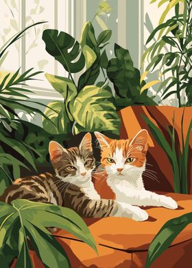 Cat Floral Family Poster