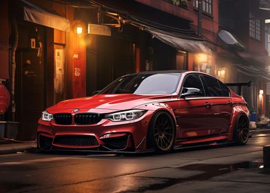 Red BMW Tuned car art