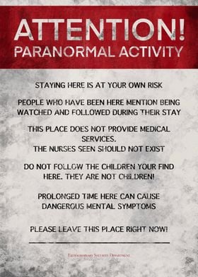 PARANORMAL ACTIVITY SIGN