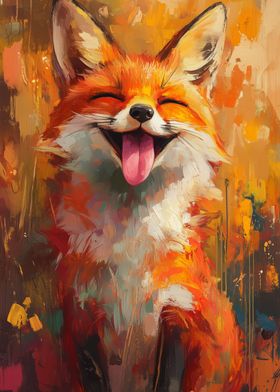 smiling happy fox painting