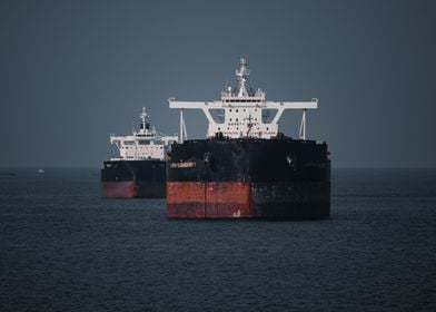 Cargo ships at sea