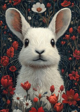 Floral White Bunny