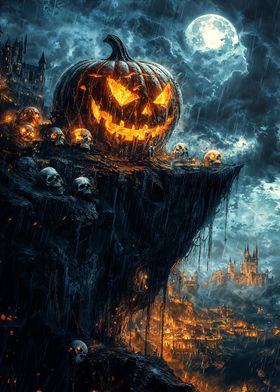 dark fantasy pumpkin skull