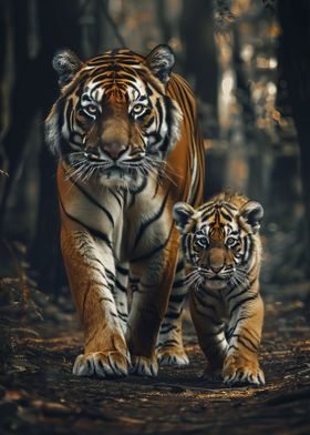 Mother And Baby Tiger