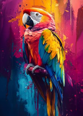 floral parrot painting