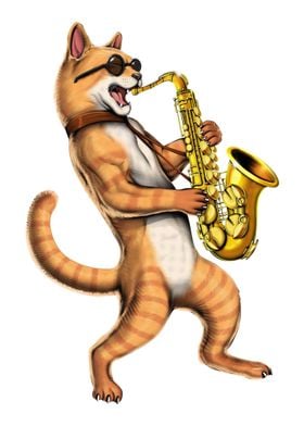 Cat Saxophone Player