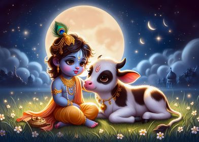 Little Krishna with calf