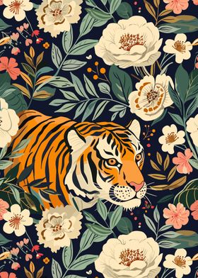 Tiger Retro Floral