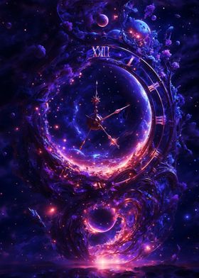 fantasy clock space galaxy