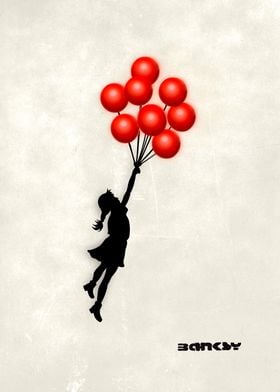 GIRL SOARS WITH BALLOONS