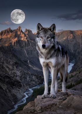 Wolf Moon Mountains Animal