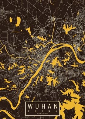 Wuhan City Map China Paste