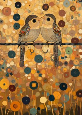 Two Birds on a Wire Klimt