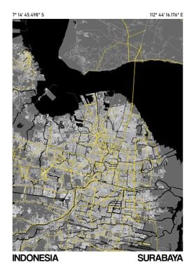 Surabaya Map Poster