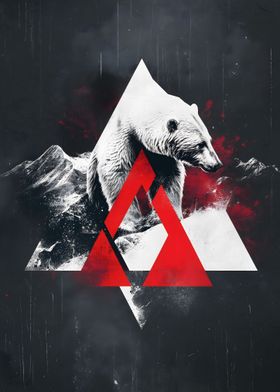 Red Abstract Polar Bear