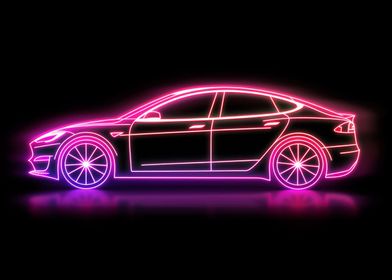 Neon Line Car 