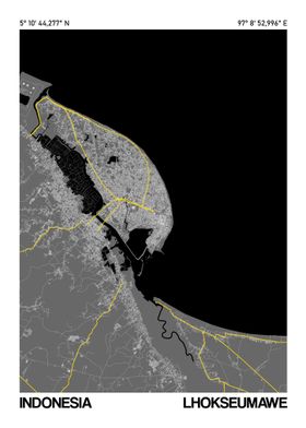 Lhokseumawe Map Poster