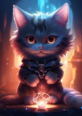 Cute Black Grey Light Cat