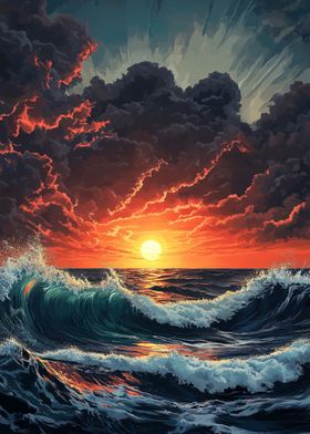 Ocean sunset Painting