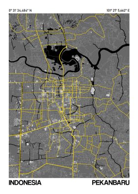 Pekanbaru Map Poster