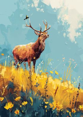 Deer in Blooming Meadow