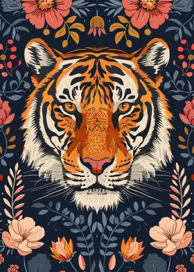 Tiger Retro Floral