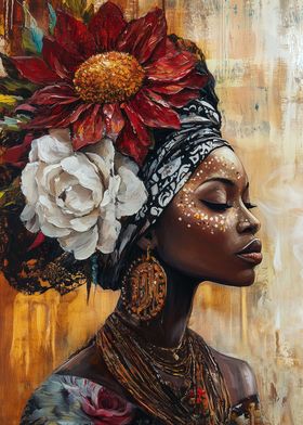 african woman with flower