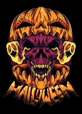 Halloween Pumpkin Skull