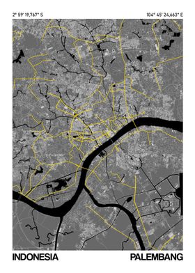 Palembang Map Poster