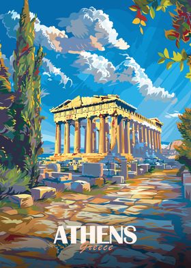 Greece City Travel Poster