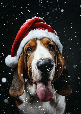 Basset Hound Christmas Hat