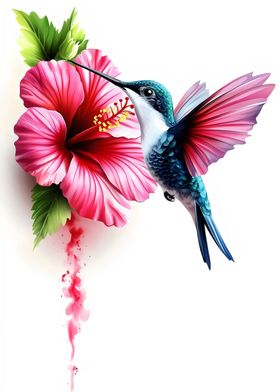 Hibiscus and Hummingbird