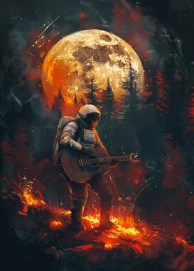 Astronaut Playing Guitar